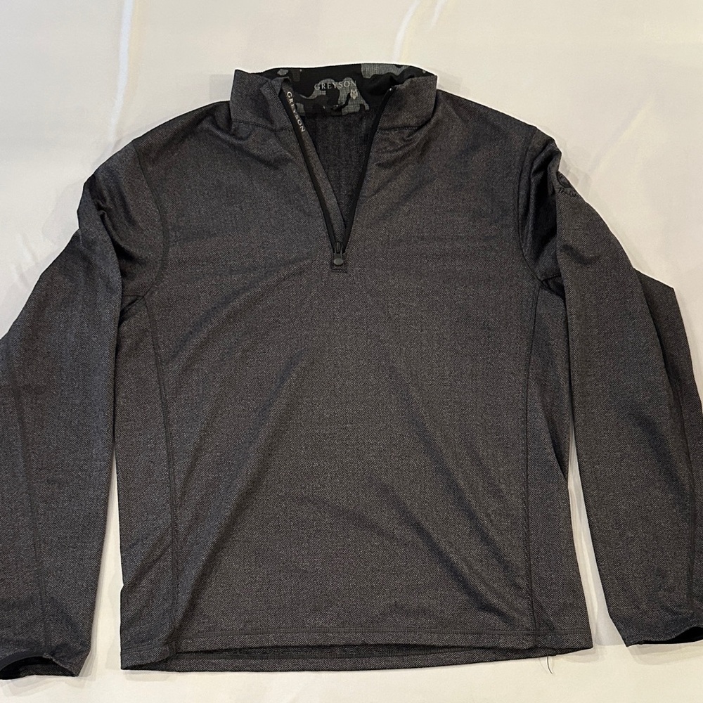 Greyson Black and gray herringbone Quarter-Zip Pullover